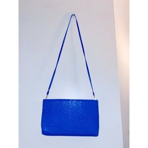Vintage 80s Whiting & Davis Blue Sequin Purse